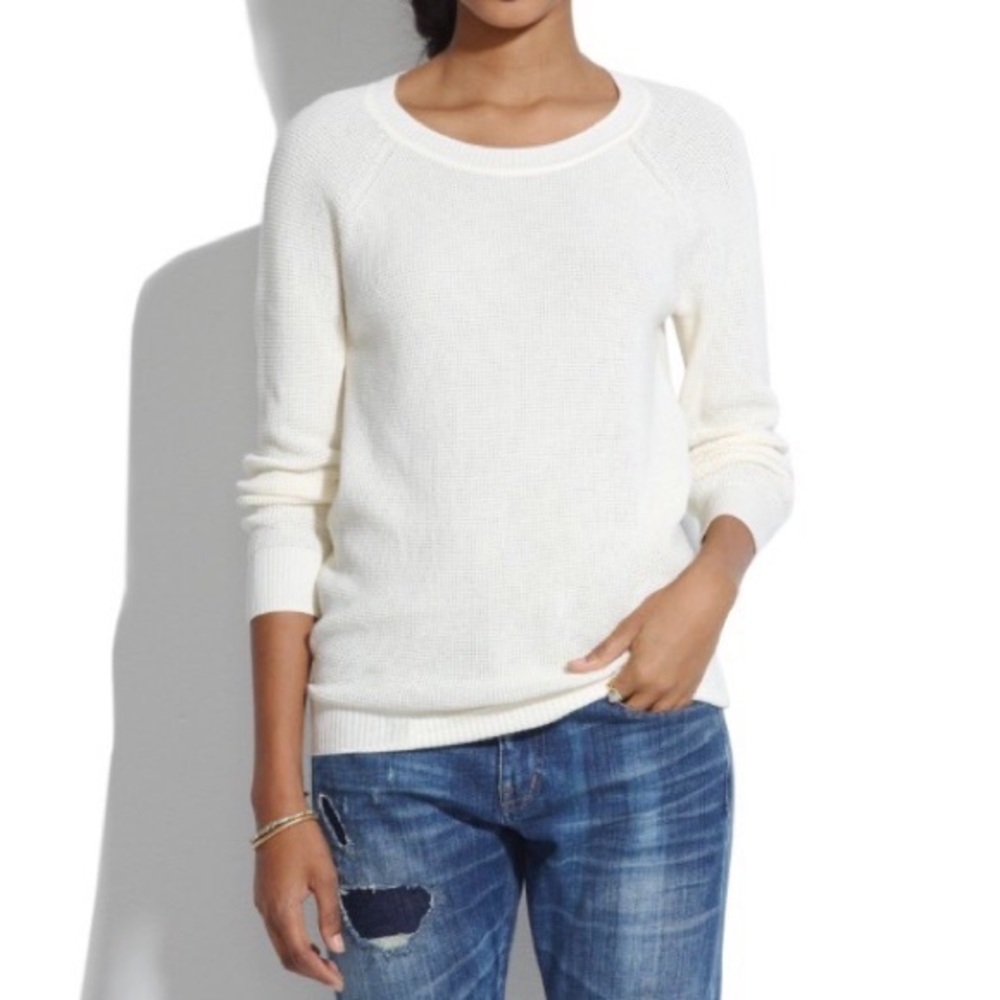 Madewell Leaf Stitch Cream Sweater